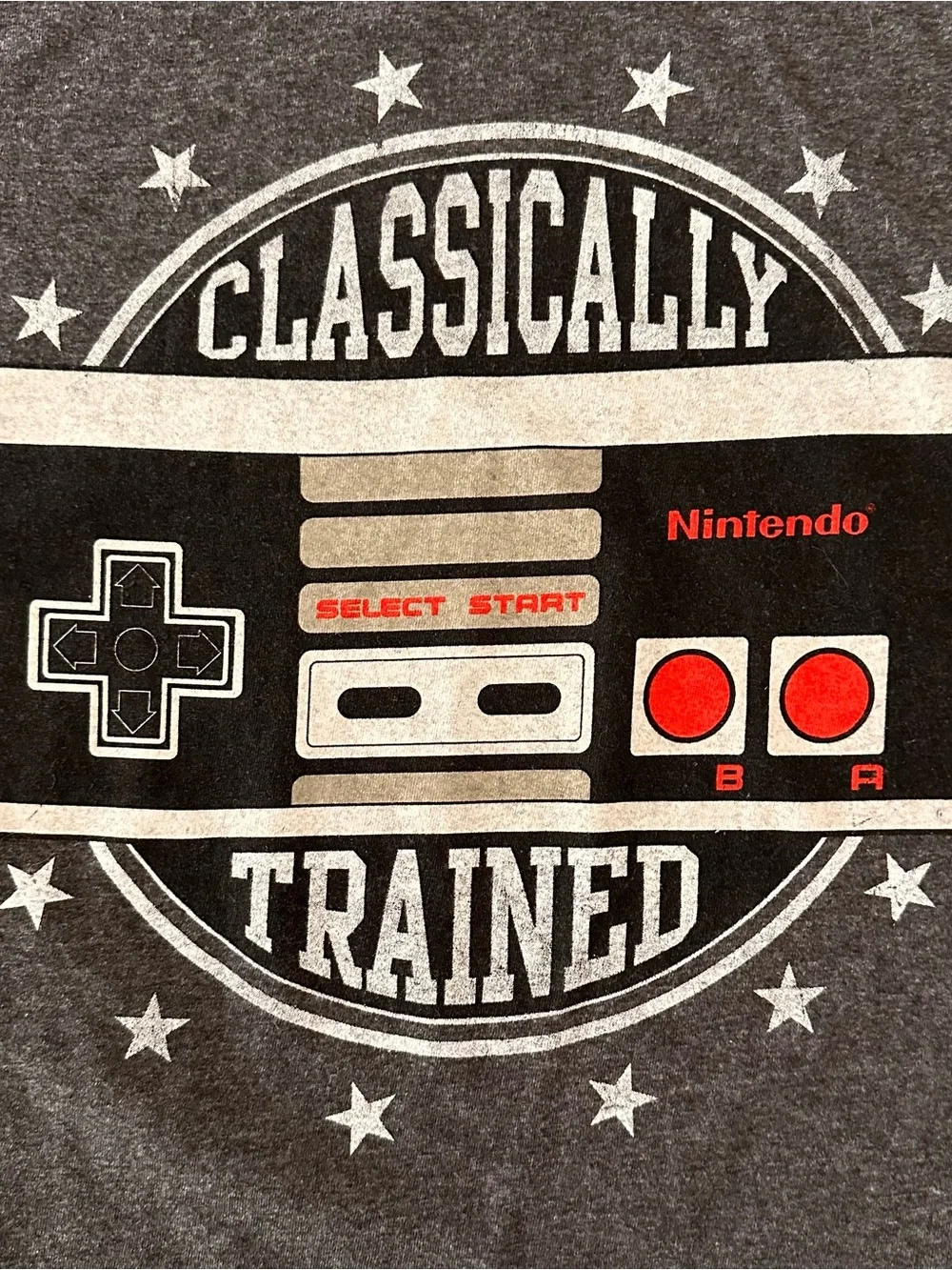 Nintendo Gray Heather Logo Tee with White Print